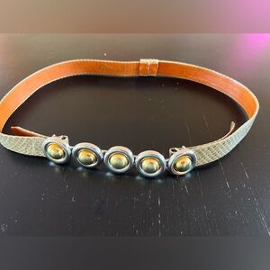 Alexis Kirk Cream and yellow snakeskin belt